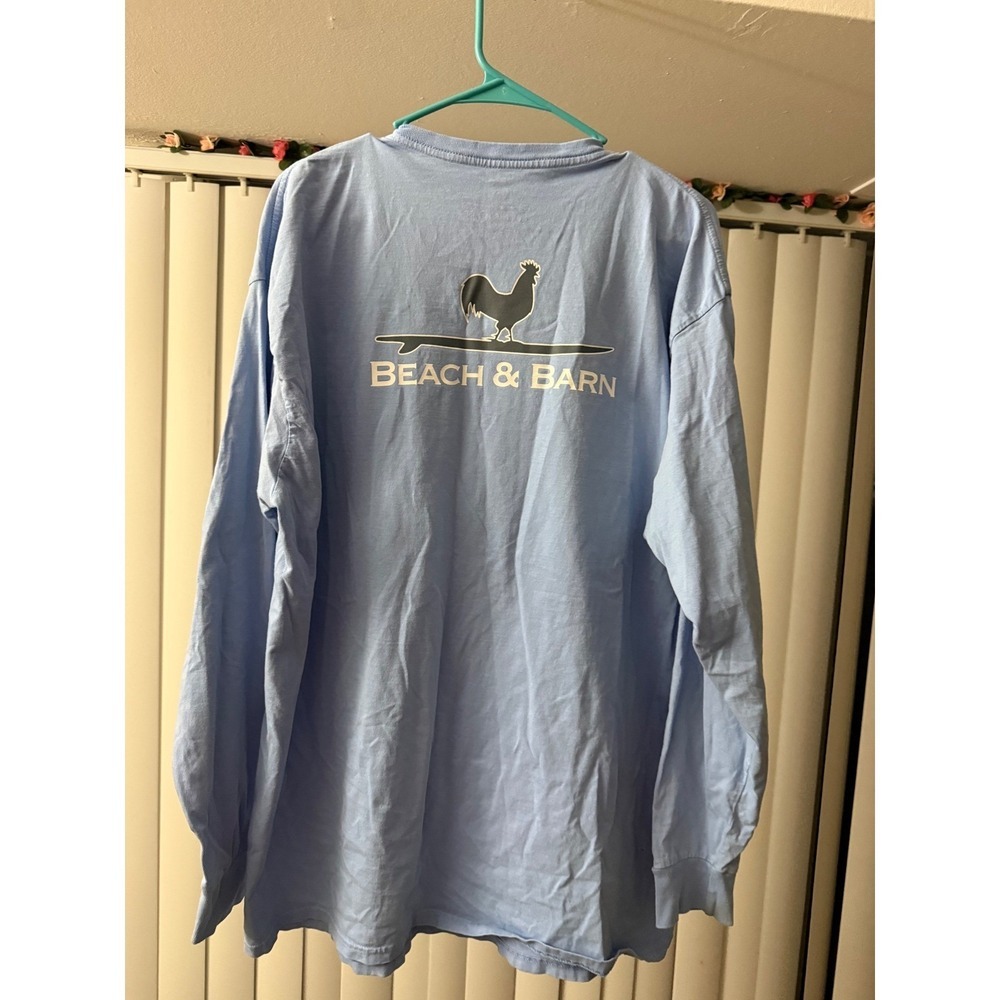 Beach & Barn Long Sleeve Tee Surfing Rooster Light Blue Size XL 100% Cotton - Picture 5 of 6